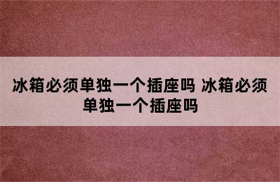 冰箱必须单独一个插座吗 冰箱必须单独一个插座吗